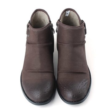 Hiver des hommes chaussures en cuir occasionnels coté mode zip boucles bottines